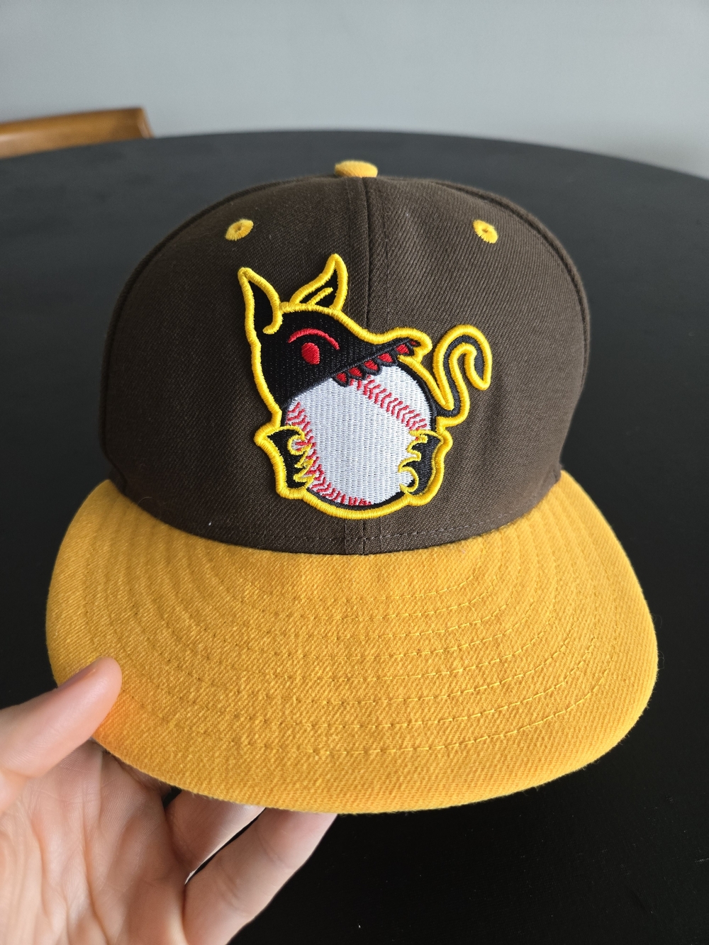 Custom New Era 59FIFTY Fitted Hat Size 7 1/8 Brown Yellow